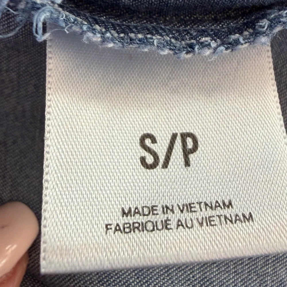 Express Light Denim Puff Sleeve Button Front Mini Shirt Dress Size S - Picture 4 of 11